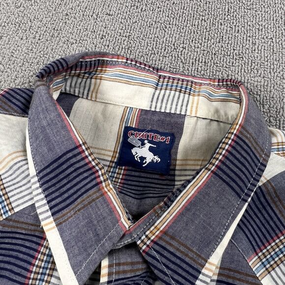 Vintage Chute 1 Shirt Adult Extra Large Plaid Pearl Snap Button Up Western Men's - Picture 10 of 15